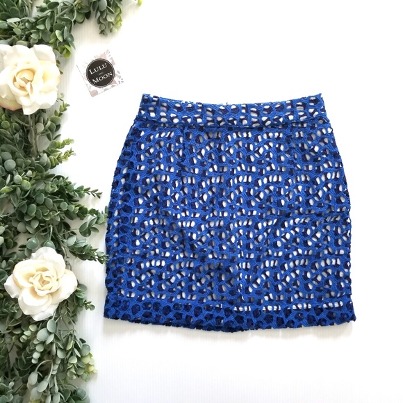 French Connection St. Tropez blue and white skirt - Picture 1 of 5